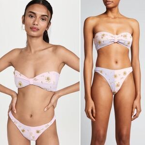 NWT Oceanus Mitzi Bikini Pink/Gold/Purple Bandeau Crinkle Swimsuit Size XS